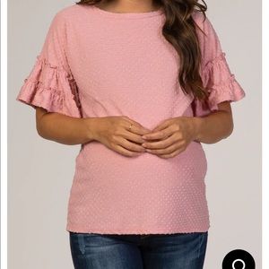 Pinkblush large pink textured ruffle sleeve maternity blouse